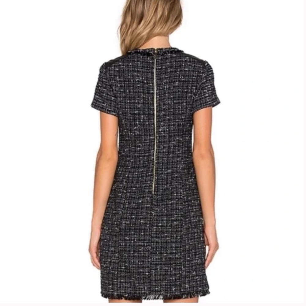 KATE SPADE Black Tweed Woodland Dress w Lamb Leather Trim - Picture 2 of 11